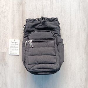 Lexiyat Insulated Water Bottle Carrier Crossbody Bag 40oz Black Pockets RFID